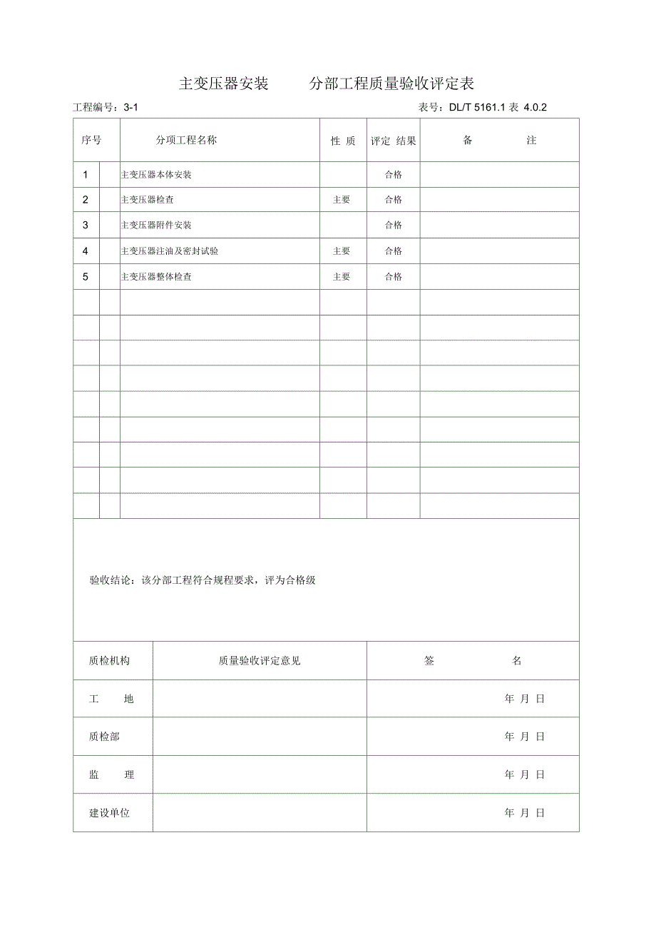 3主变压器系统及其附属设备安装单位工程质量验收评定表.docx_第2页