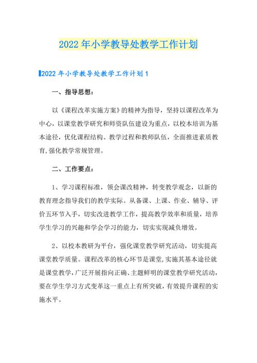 2022年小学教导处教学工作计划.doc