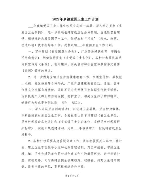 2022年乡镇爱国卫生工作计划.doc