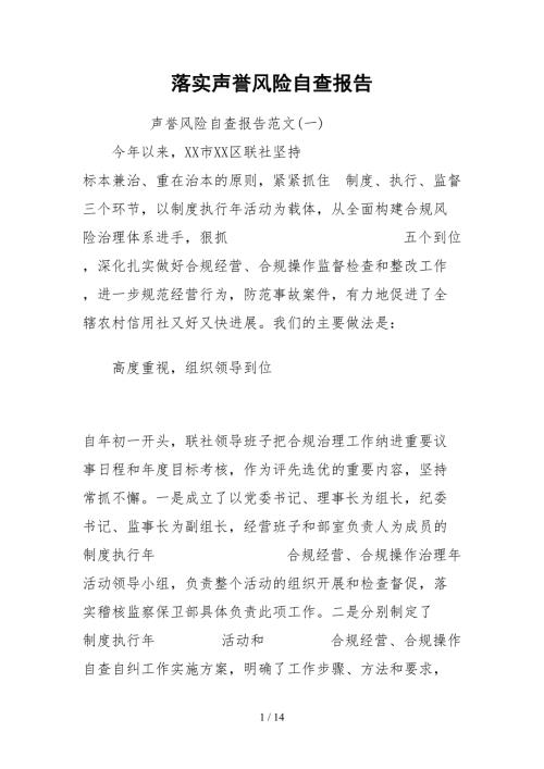 2021落实声誉风险自查报告.docx