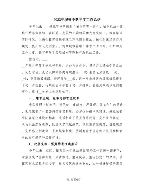 2022年城管中队年度工作总结.doc