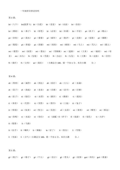 一年级拼音拼读资料.doc