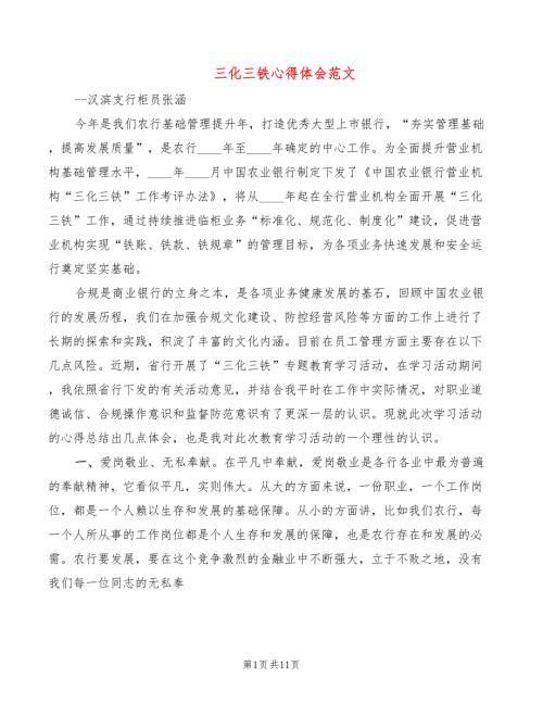 三化三铁心得体会范文3篇.doc