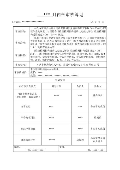 2022检验检测机构内审全套资料含检查表.doc