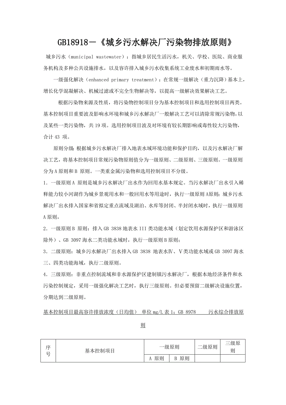 2022典型的生活污水水质及生活污水排放标准一级AB标准二级三级标准.doc_第2页