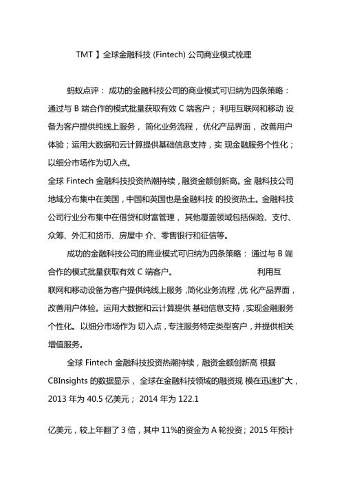 TMT全球金融科技Fintech公司商业模式梳理.doc