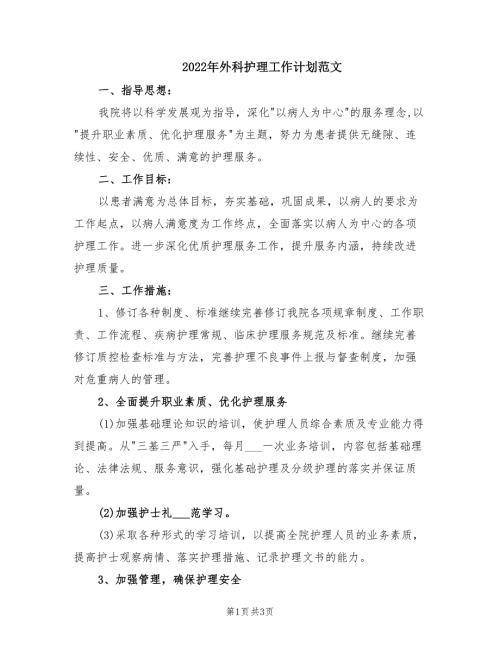 2022年外科护理工作计划范文.doc