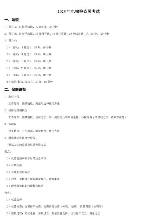 2023年电梯检验员考试含实操题目及答案.doc