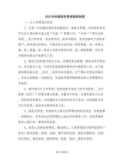 2021年村级财务管理规章制度.doc