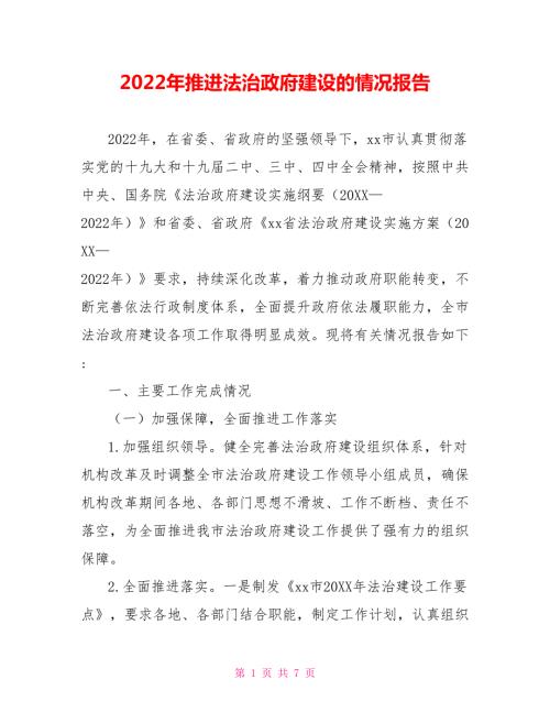 2022年推进法治政府建设的情况报告.doc