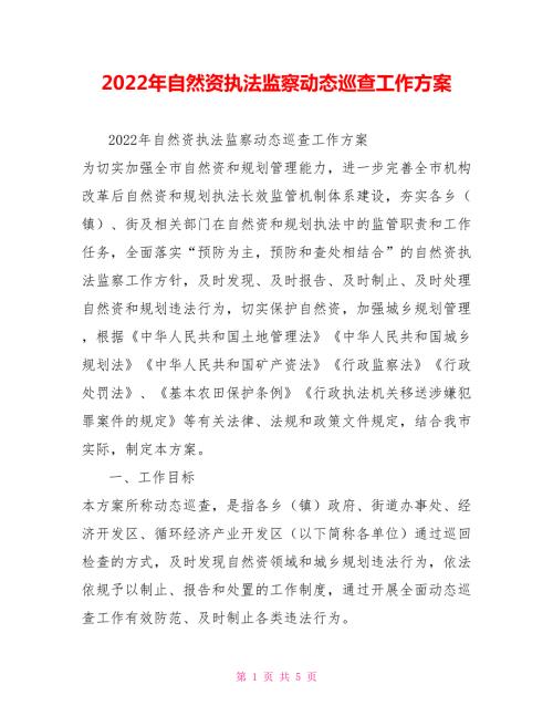2022年自然资源执法监察动态巡查工作方案.doc