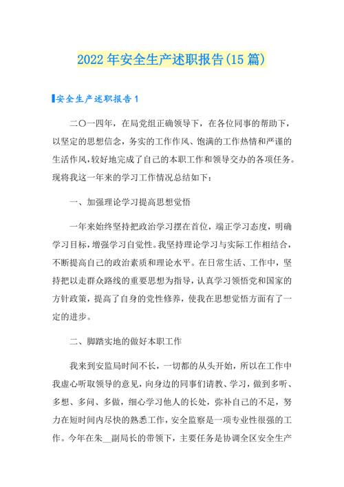 2022年安全生产述职报告15篇.doc