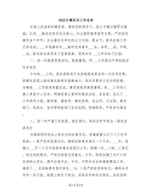 2022乡镇征兵工作总结.doc
