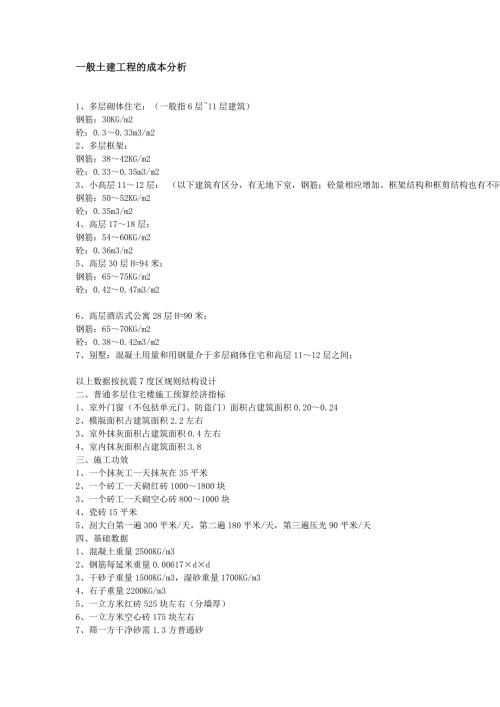一般土建工程的成本分析.doc