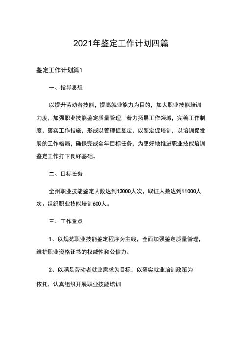 2021年鉴定工作计划四篇.docx