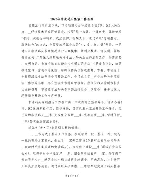 2022年非法码头整治工作总结.doc