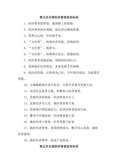 2023年开展第五次全国经济普查宣传标语合计6份.docx
