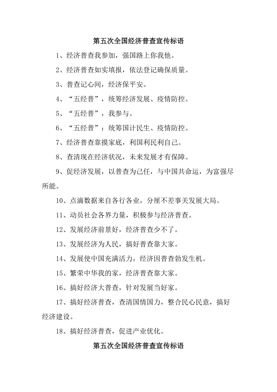 2023年开展第五次全国经济普查宣传标语合计6份.docx_第1页