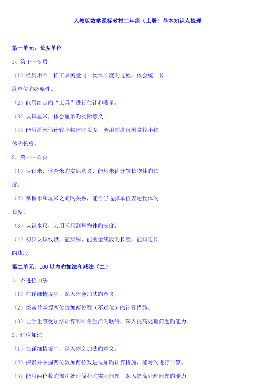 2023年人教版数学课标教材二年级知识点梳理.doc_第1页
