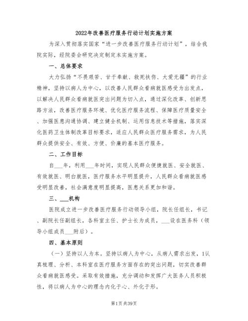 2022年改善医疗服务行动计划实施方案.doc