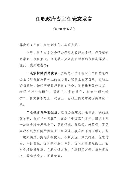 4篇任职政府办主任表态发言范文.docx