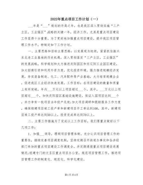 2022年重点项目工作计划一.doc