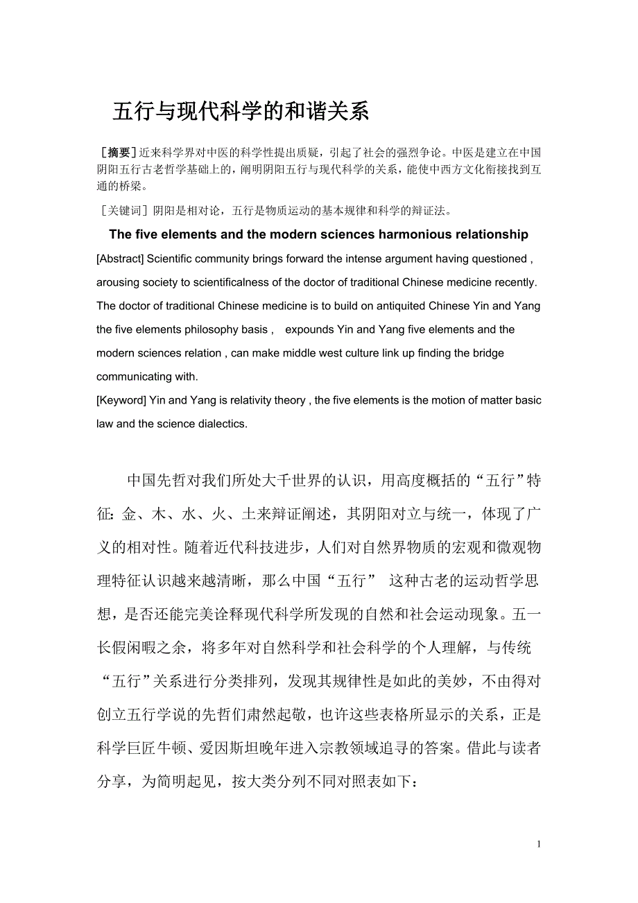 五行与现代科学的和谐关系.doc_第1页