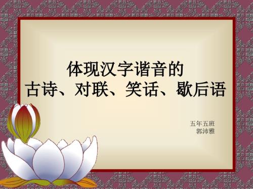 体现汉字谐音的古诗.ppt