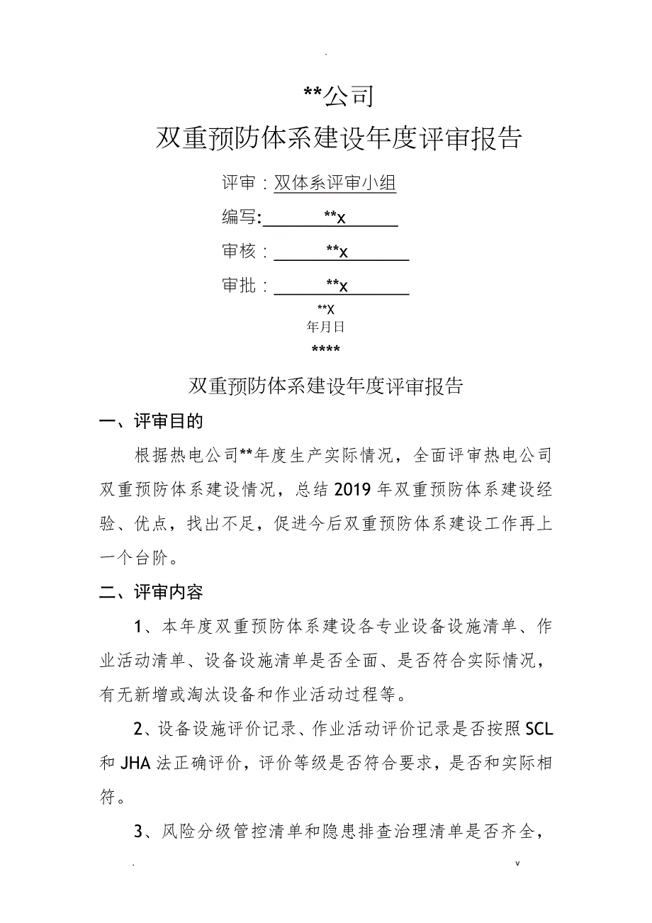 双重预防体系建设评审报告.doc_第1页