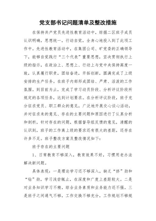 党支部书记问题清单及整改措施.doc