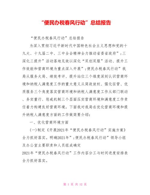 便民办税风行动总结报告.doc