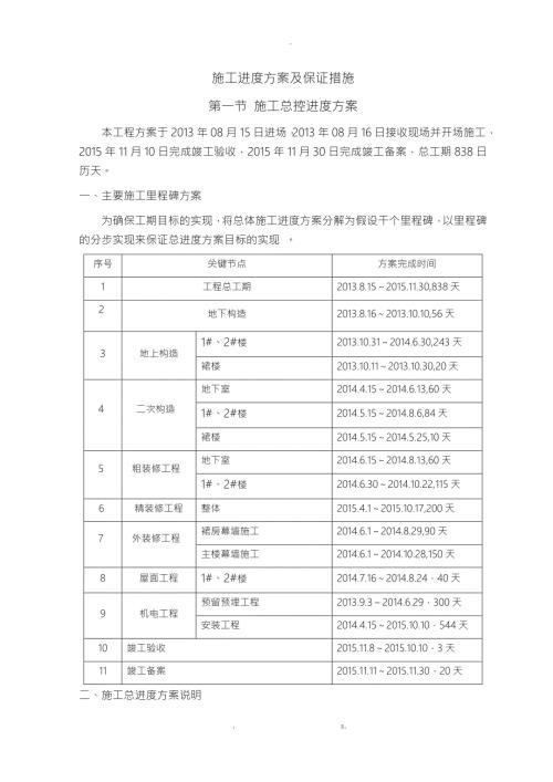 主体结构工程施工进度计划及保证措施.doc