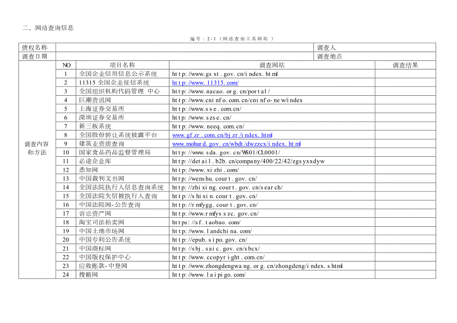 不良资产收购项目尽职调查工作底稿表资料.docx_第3页