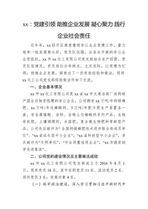 党建引领助推企业发展凝心聚力践行企业社会责任.docx