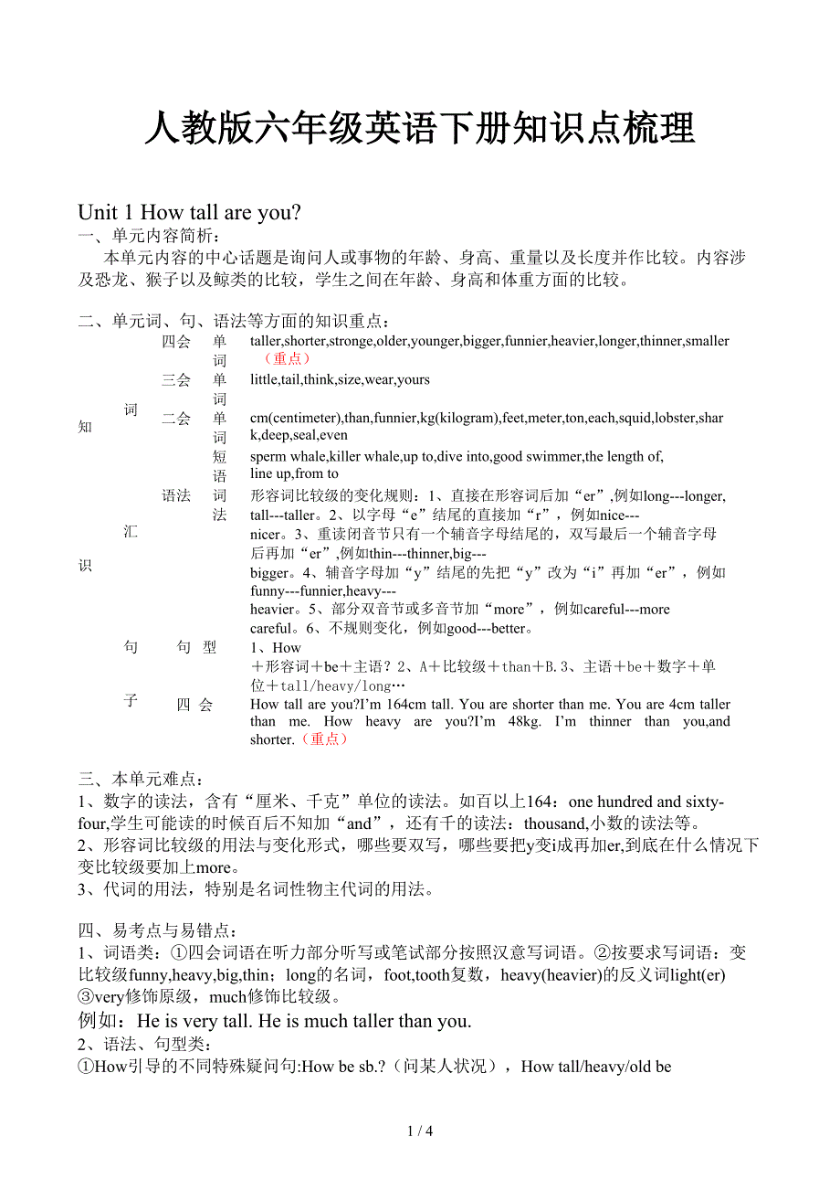人教版六年级英语下册知识点梳理.docx_第1页