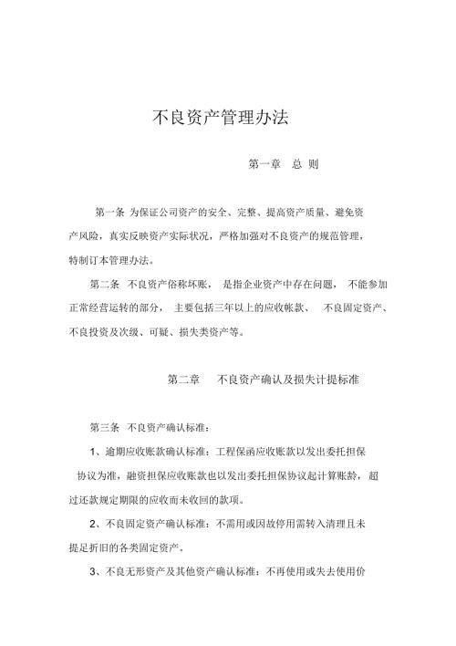 不良资产管理办法.doc