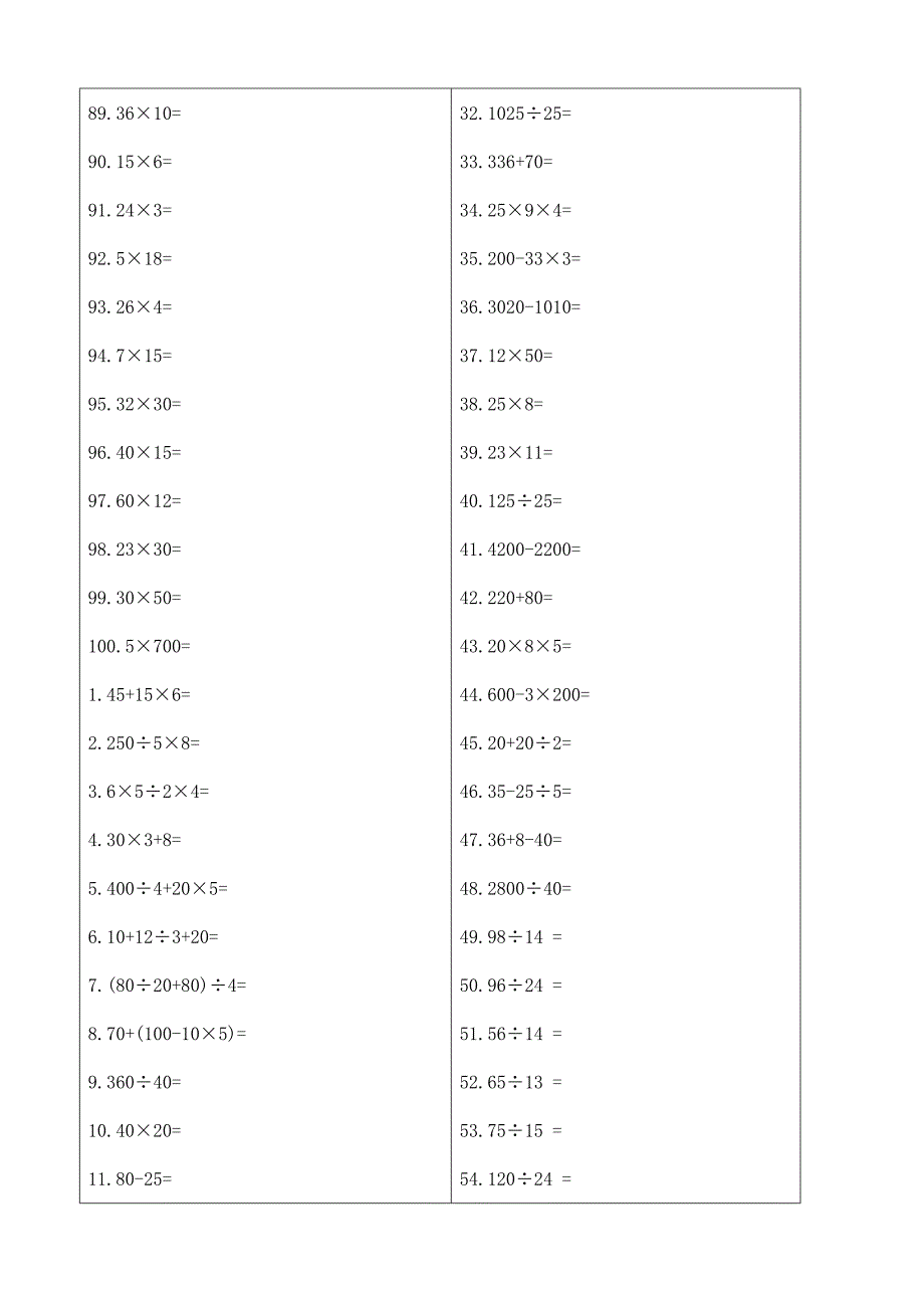 人教版小学数学五年级口算竖式脱式方程试题全套.docx_第3页