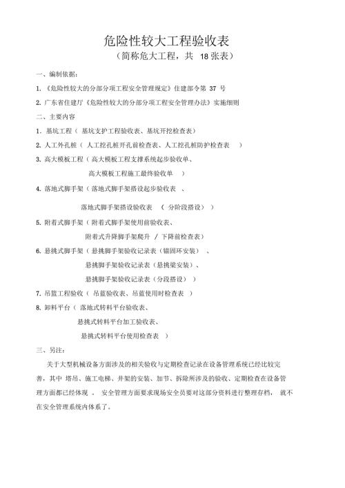 危险性较大工程验收表危大工程.docx