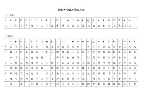 五笔字形输入法练习表.doc