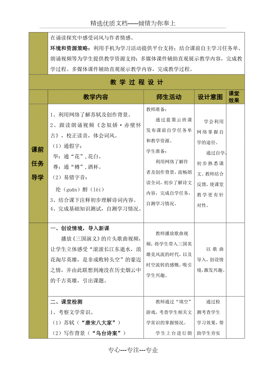 中职语文基础模块念奴娇赤壁怀古教学设计.docx_第2页
