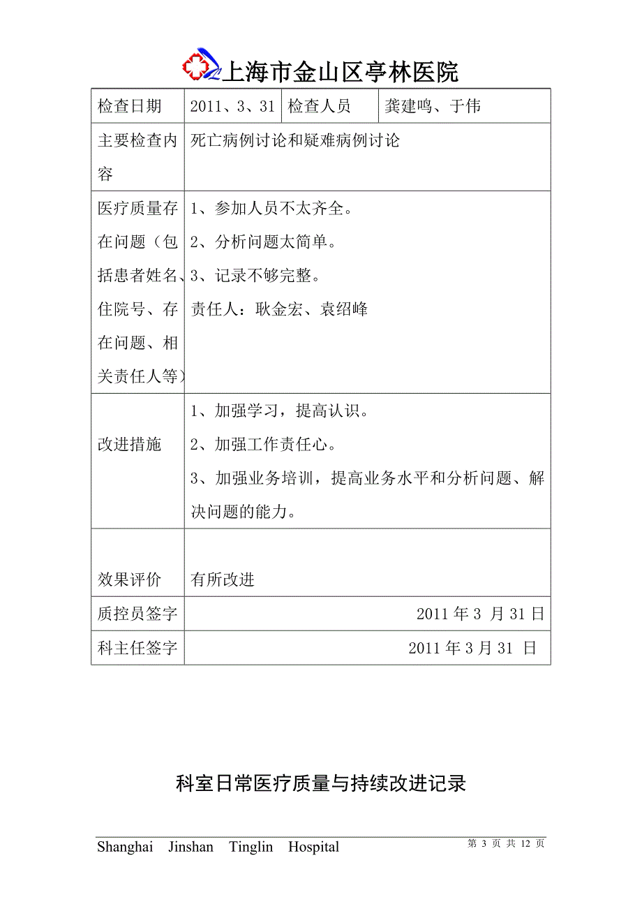 医院医疗质量管理记录.doc_第3页