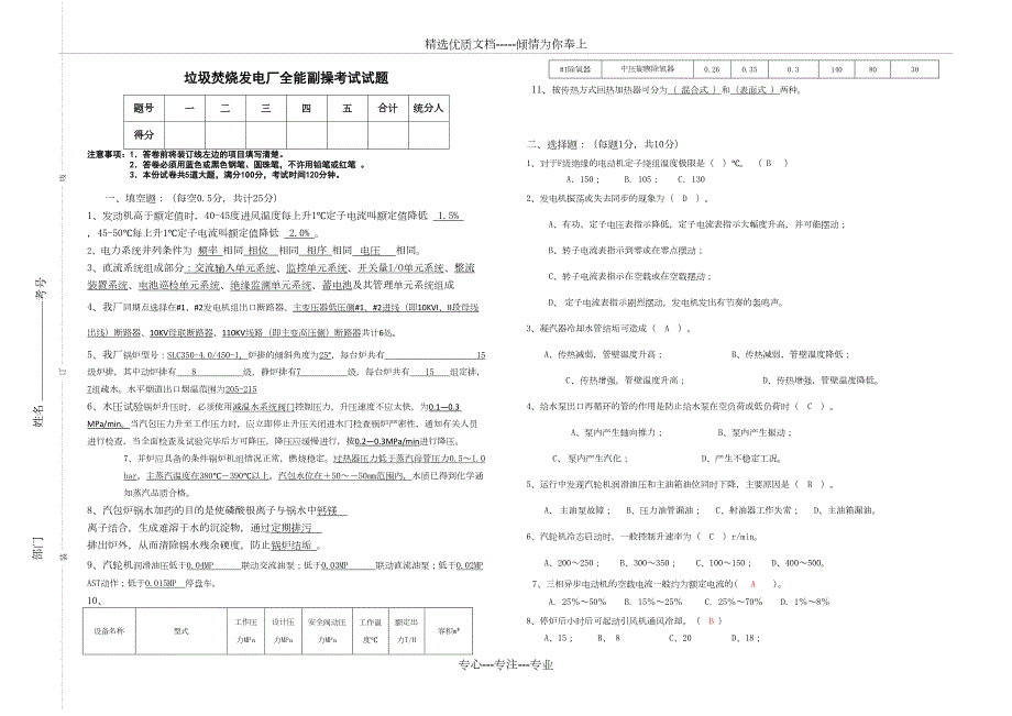 垃圾焚烧发电各专业题库共205页.doc_第1页