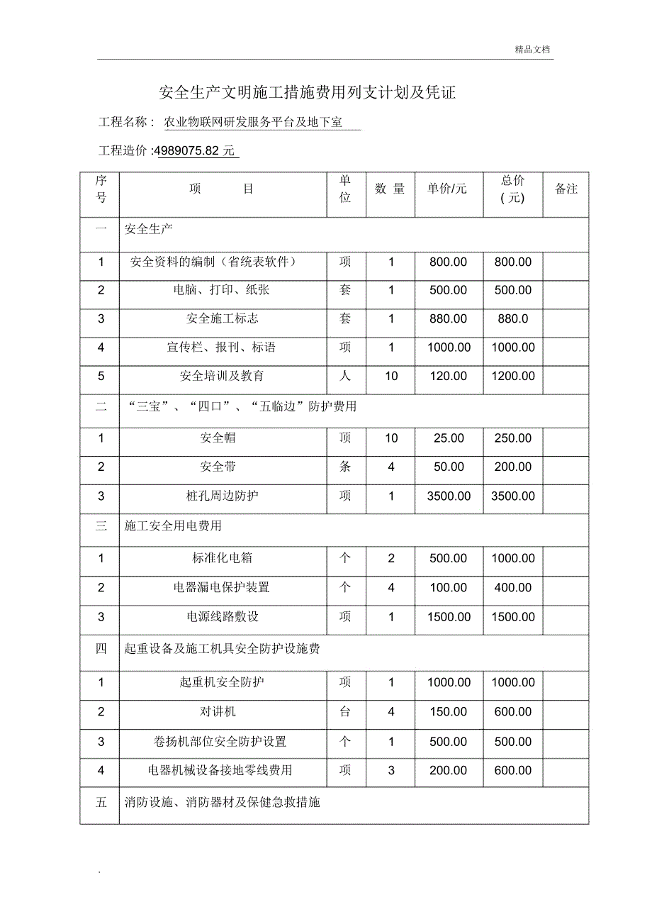 安全文明施工措施费列支计划及凭证.doc_第1页