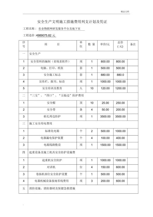 安全文明施工措施费列支计划及凭证.doc