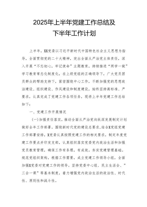 2025年上半年党建工作总结及下一步工作打算合计3份.docx