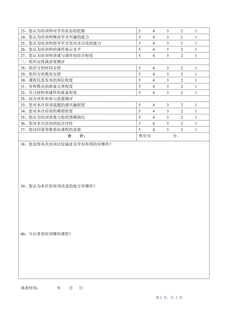 培训满意度测评表.doc_第2页