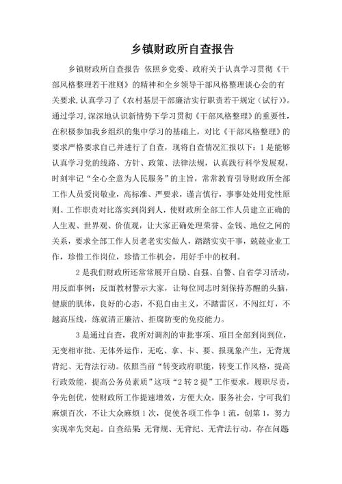 乡镇财政所自查报告.doc