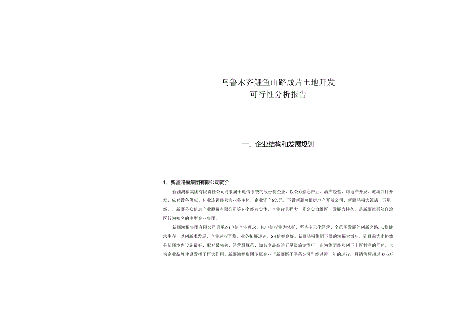 乌鲁木齐鲤鱼山路成片土地开发可行性分析报告.docx_第1页