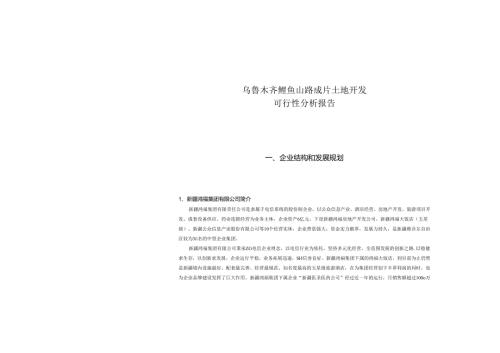 乌鲁木齐鲤鱼山路成片土地开发可行性分析报告.docx