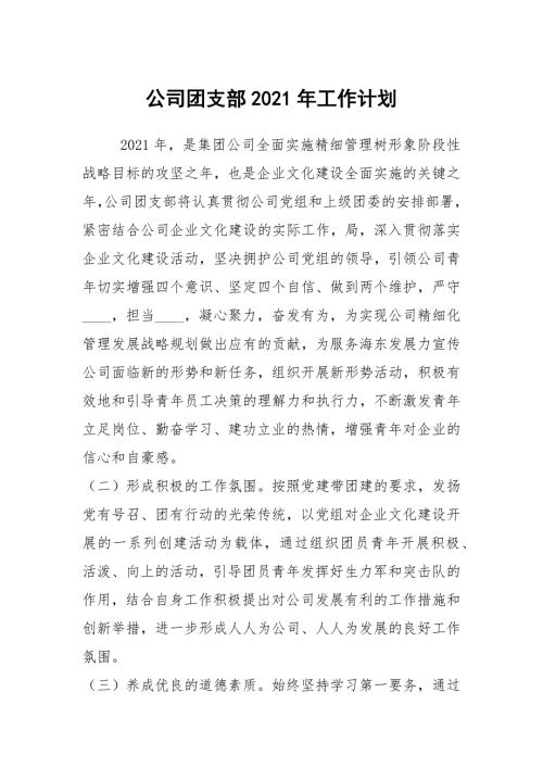 公司团支部2021年工作计划.docx
